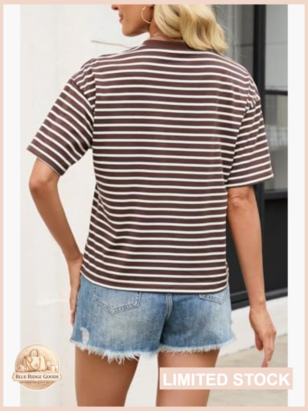 Vintage Striped Cropped Tee Loose Fit Casual Summer Top Y2K Retro Style - Picture 4 of 7